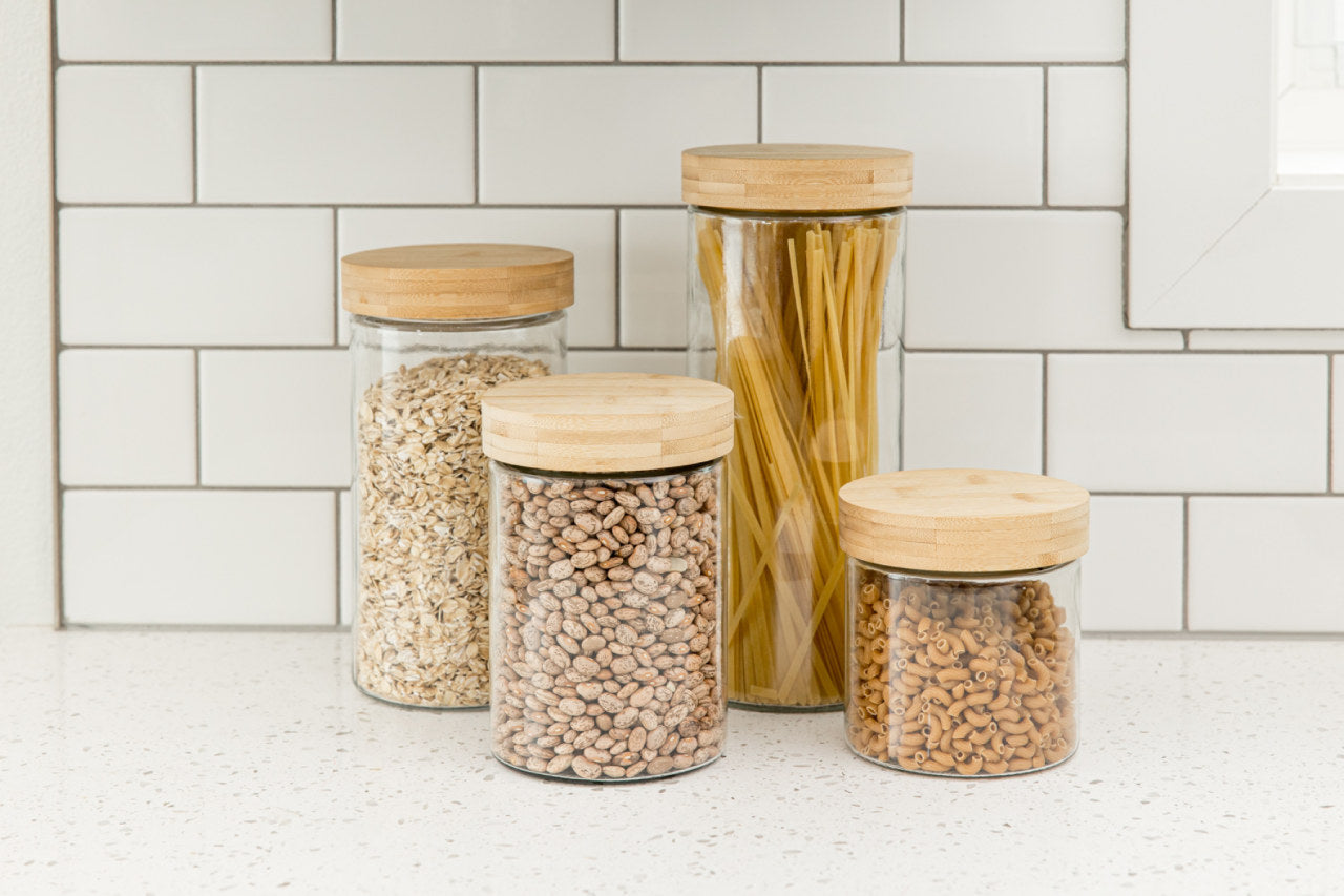 Glass Canisters with Wood Lids
