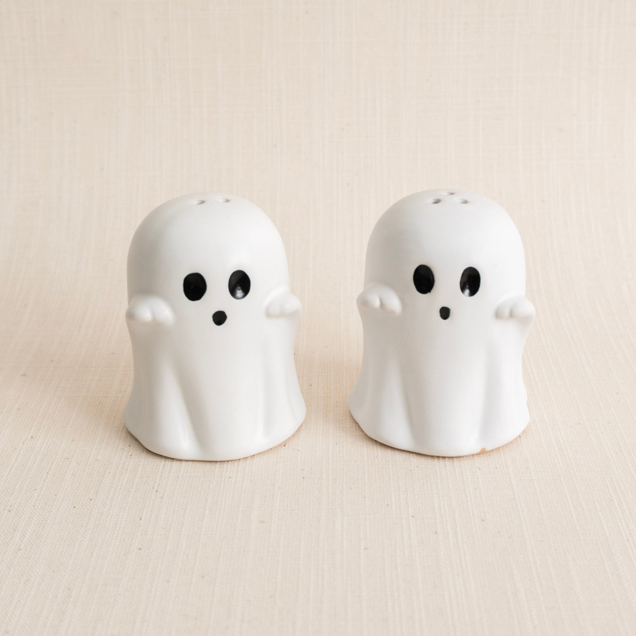 Stoneware Ghost Salt & Pepper Shakers Set