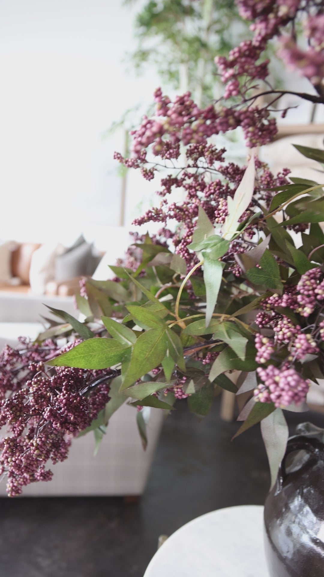 Dusty Plum Berry Spray 47"