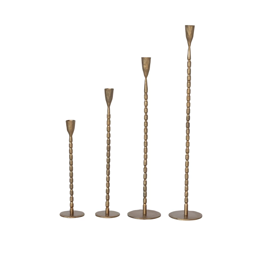 Cast Iron Brass Finished Candlesticks