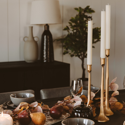 Gold Cast Iron Taper Candle Holders (Set of 3)