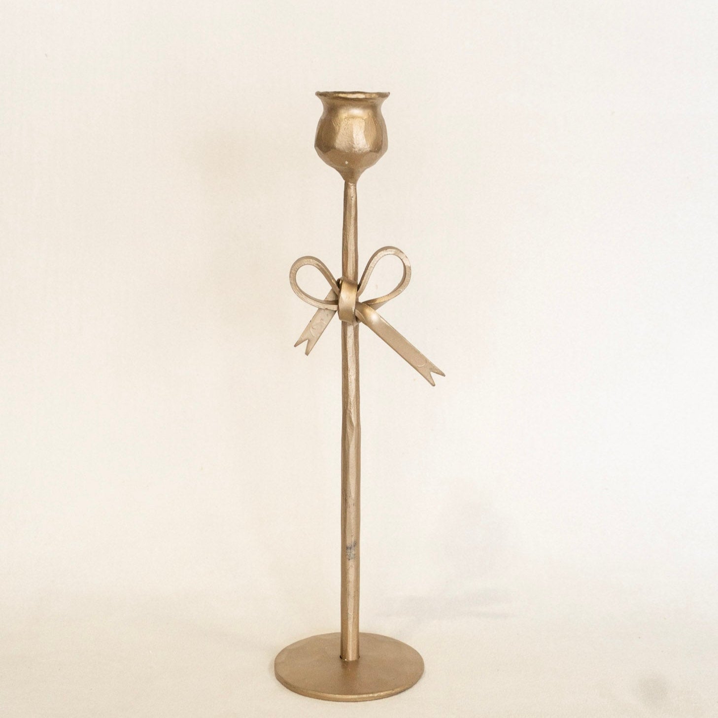 Antique Brass Bow Candle Holders