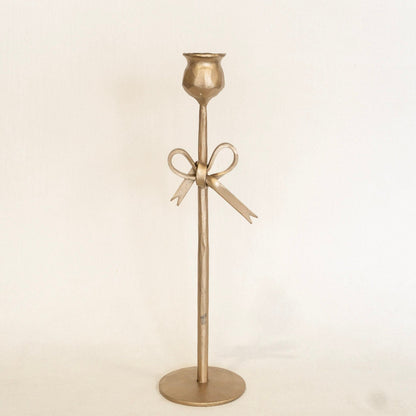 Antique Brass Bow Candle Holders