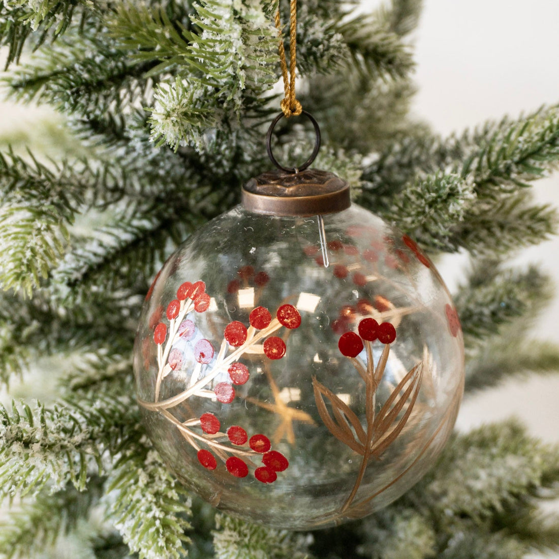 4&quot; Glass Ornament w/Berry Design