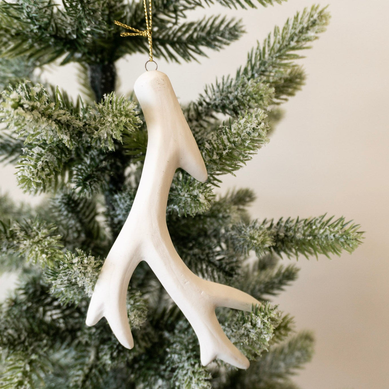 Stoneware Deer Antler Ornament