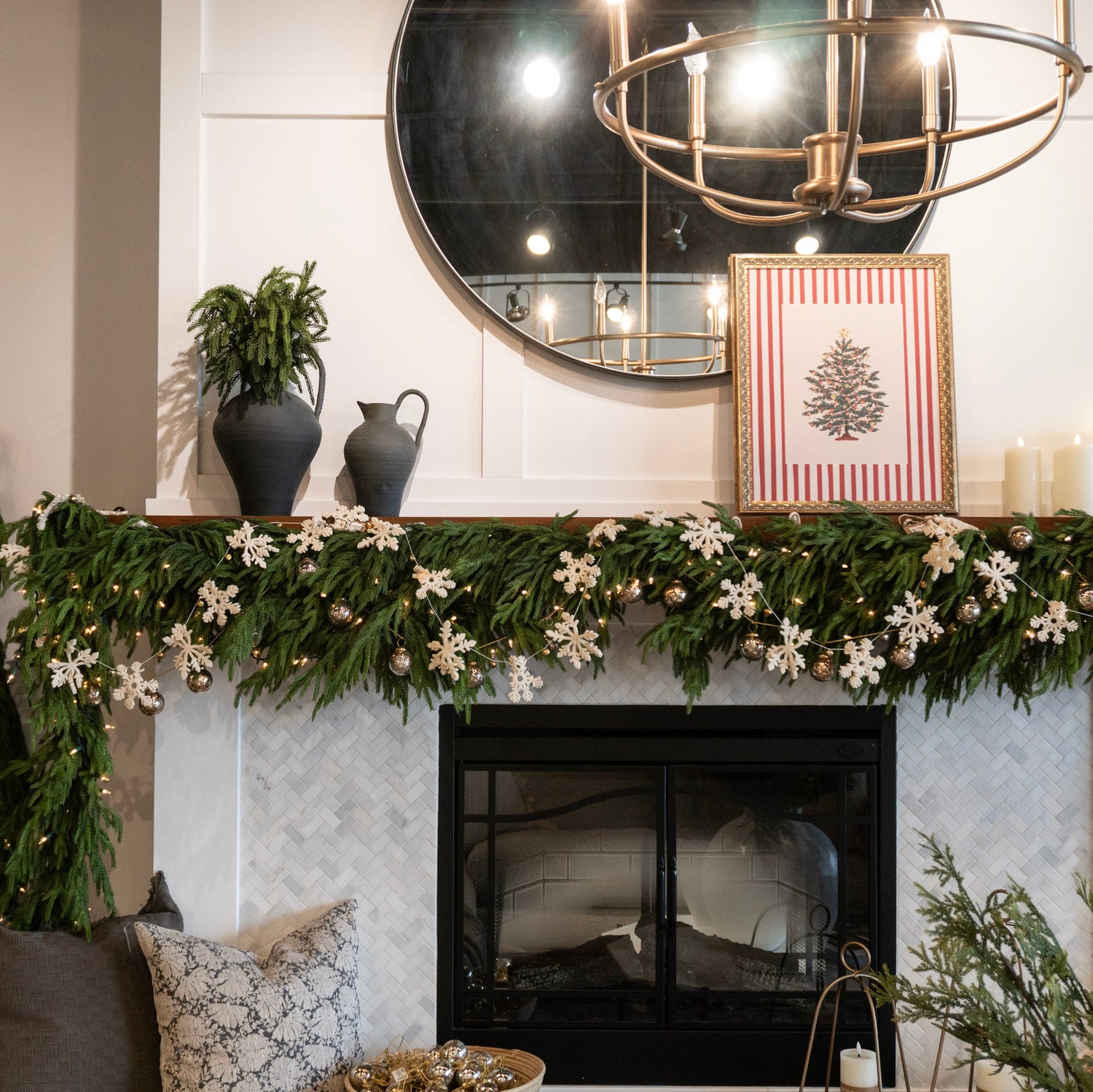 Wool Felt Snowflake Garland w/Jingle Bells