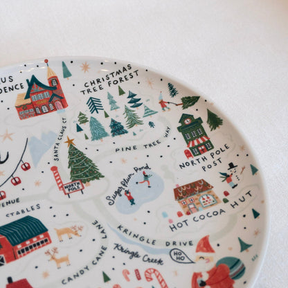 Stoneware Plate w/ North Pole Scene