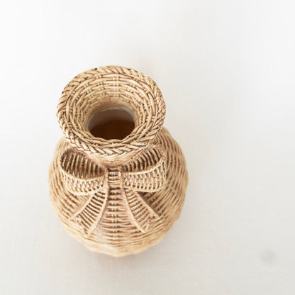 6" Polyresin Bow Weave Vase