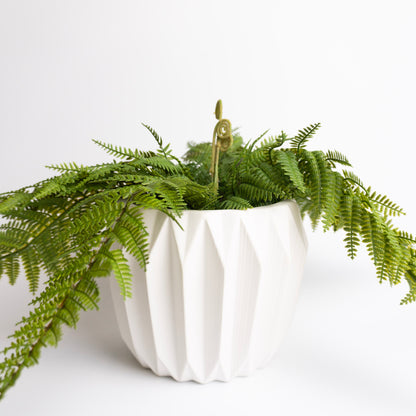 White Fluted Flower Pot