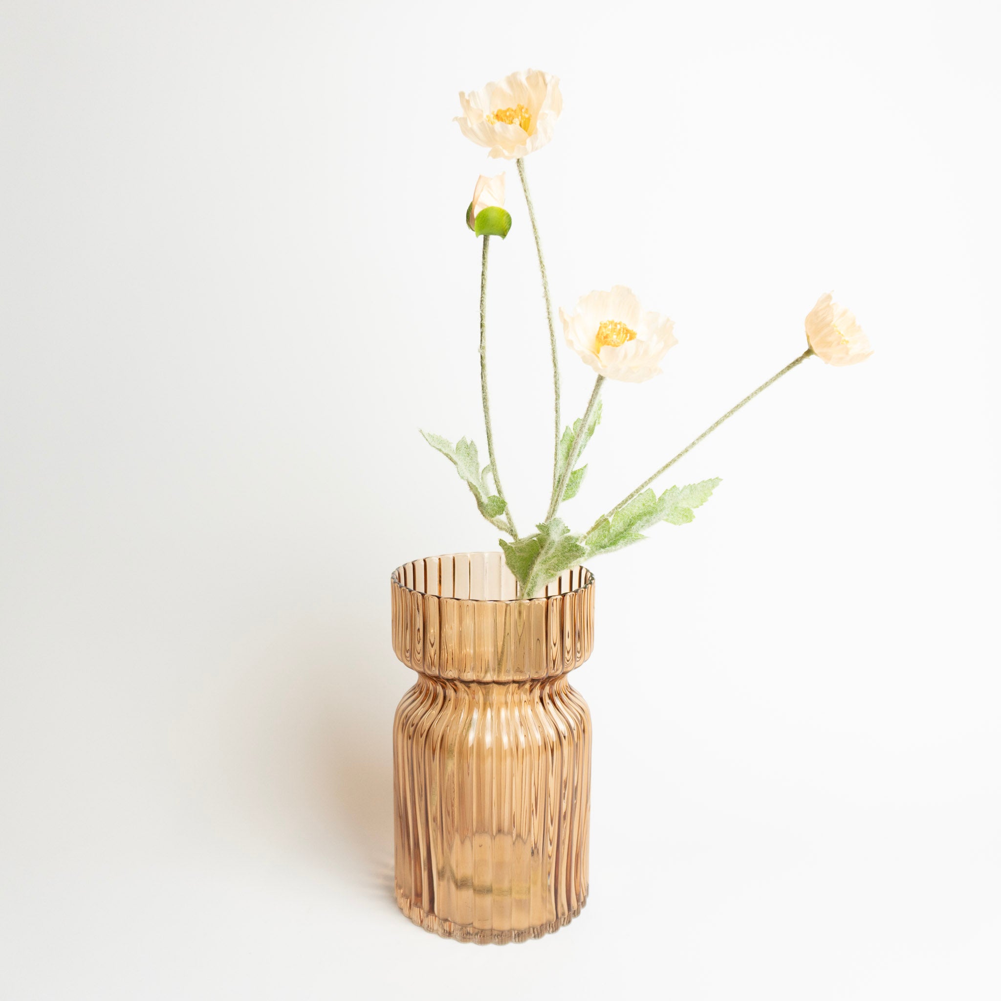 Amber Ribbed Vase