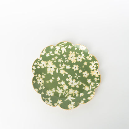 Green Floral Round Tray