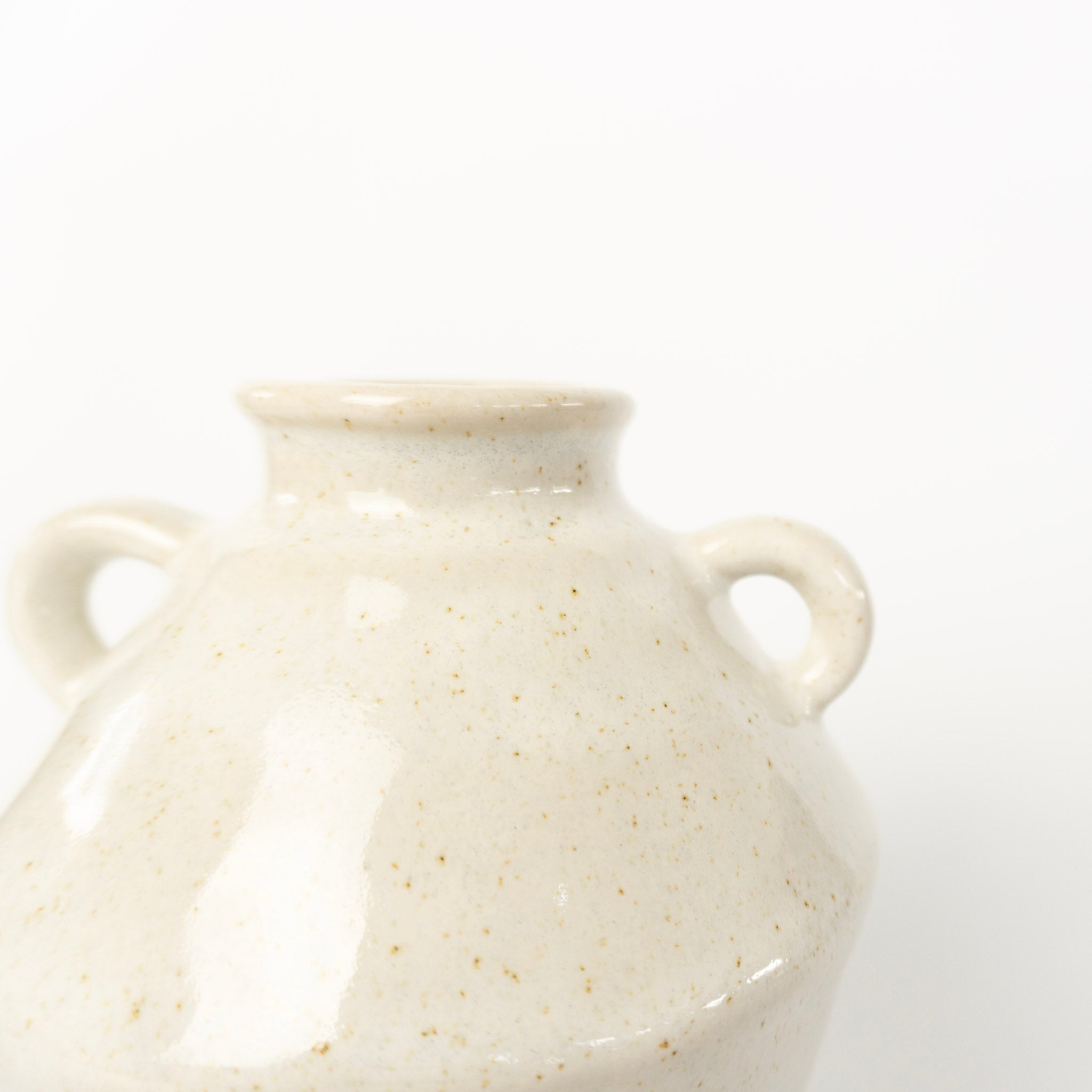 7" Cream Color Handle Vase