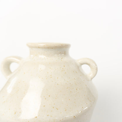 7" Cream Color Handle Vase
