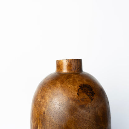13" Mango Wood Bottle Vase