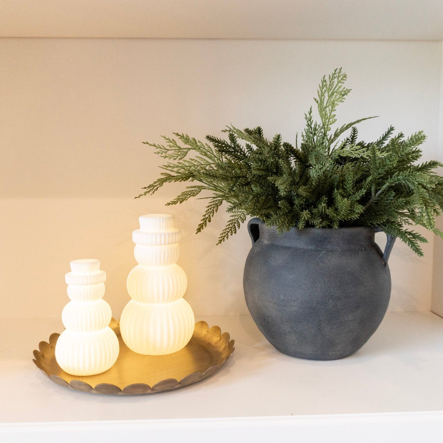 Stoneware Bisque LED Snowman