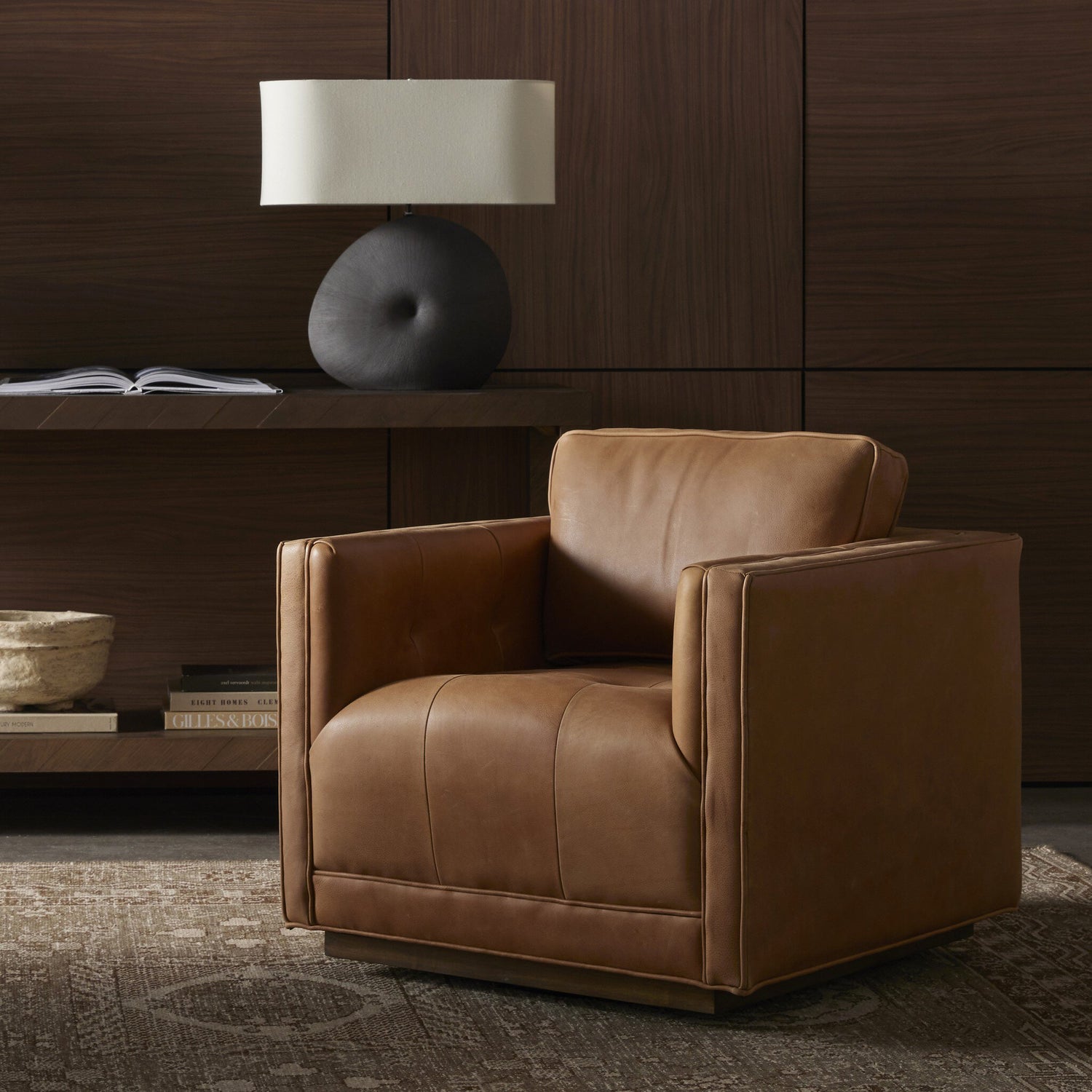 Kiera Swivel Chair - Palermo Cognac