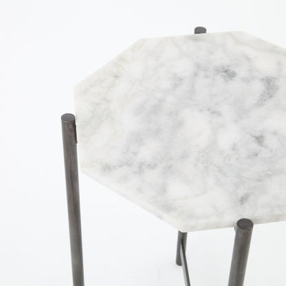 Adair Side Table - Polished White Marble