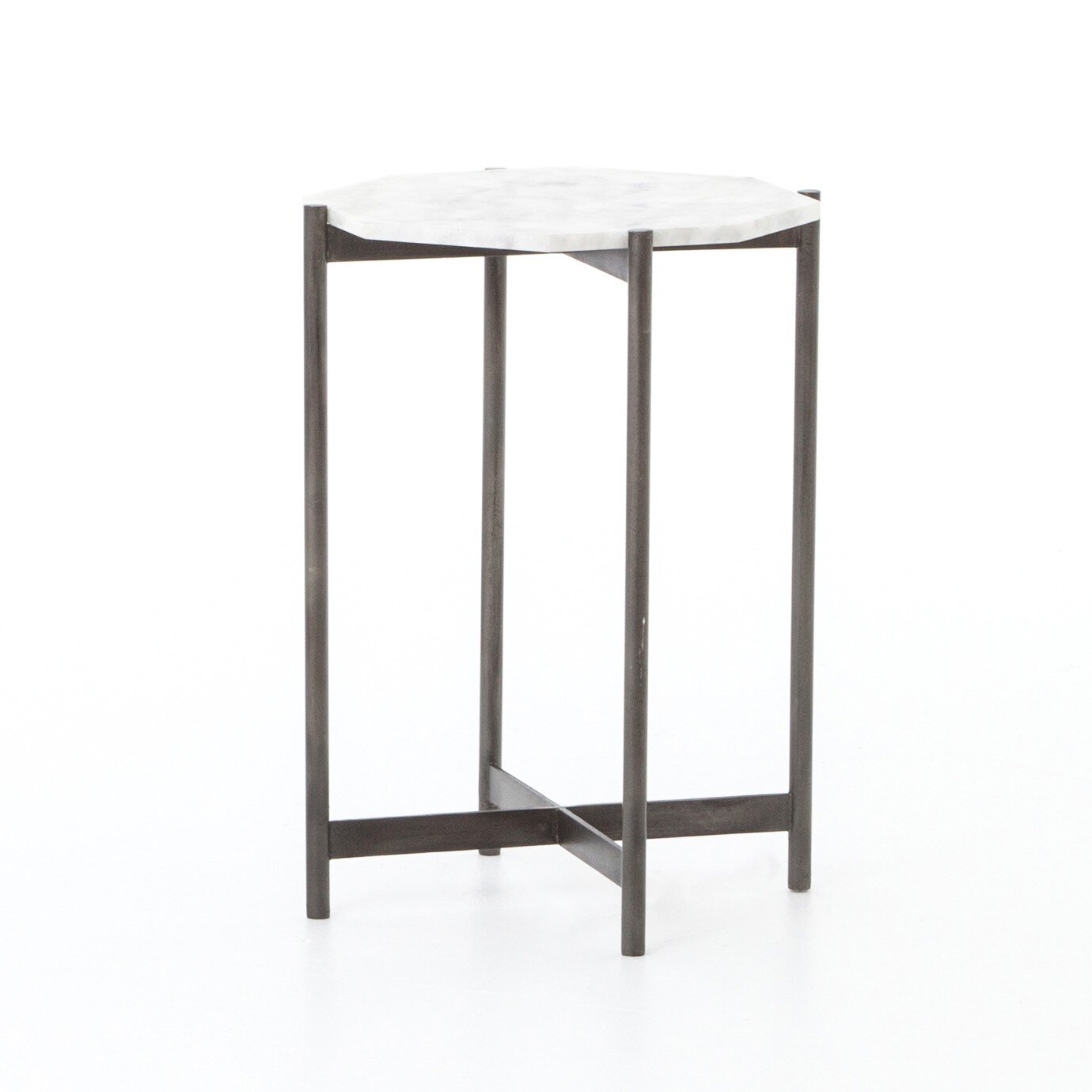 Adair Side Table - Polished White Marble