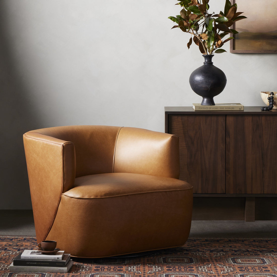 Mila Swivel Chair - Osorno Camel