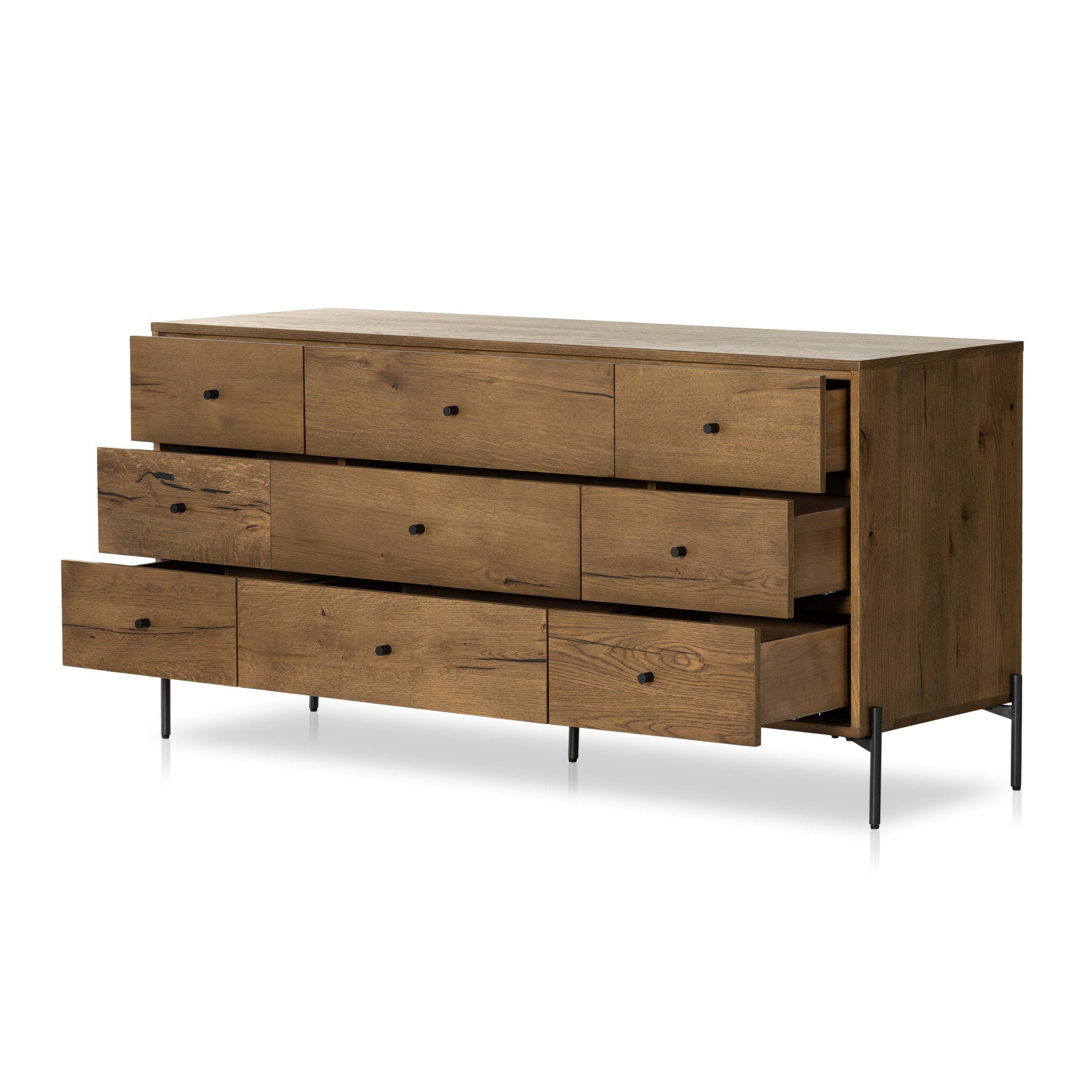 Eaton 9 Drawer Dresser - Amber Oak Resin