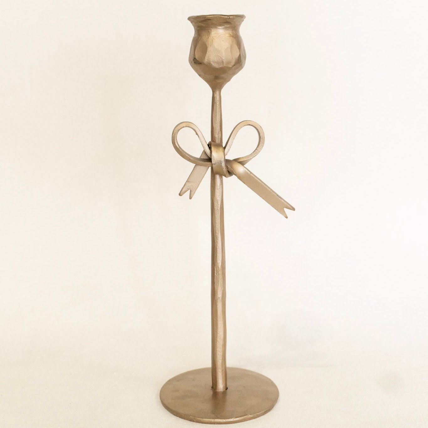 Antique Brass Bow Candle Holders