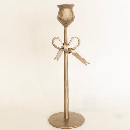 Antique Brass Bow Candle Holders