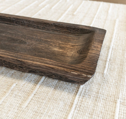 27&quot; Walnut Finish Wood Tray