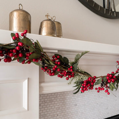 72&quot; Spruce Garland w/Red Berries &amp; Pinecones