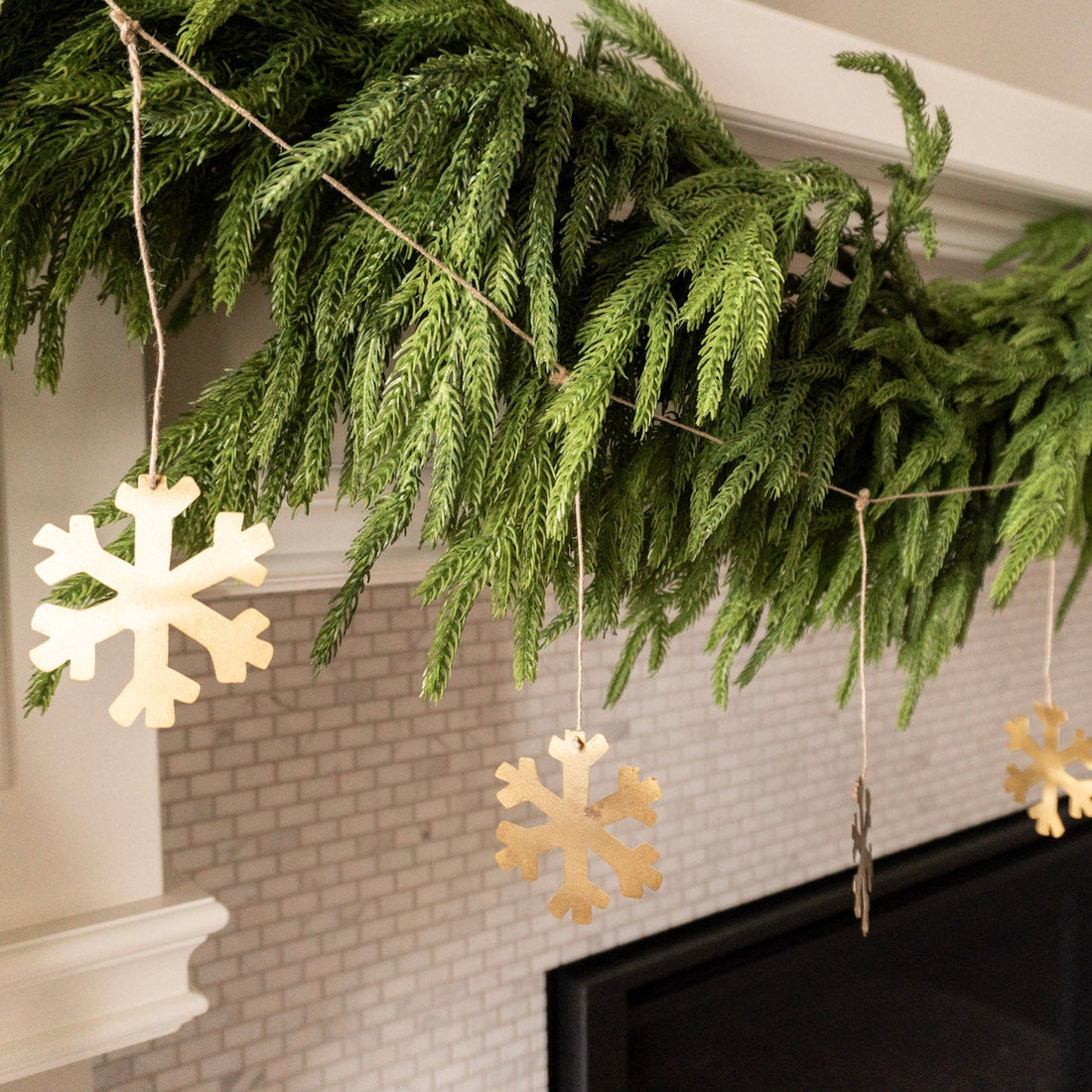 72" Brass Snowflake Garland w/Jute Cord