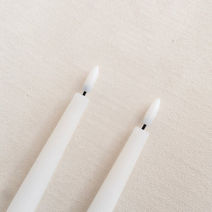 Pointed White Flameless Taper Candle 2pc