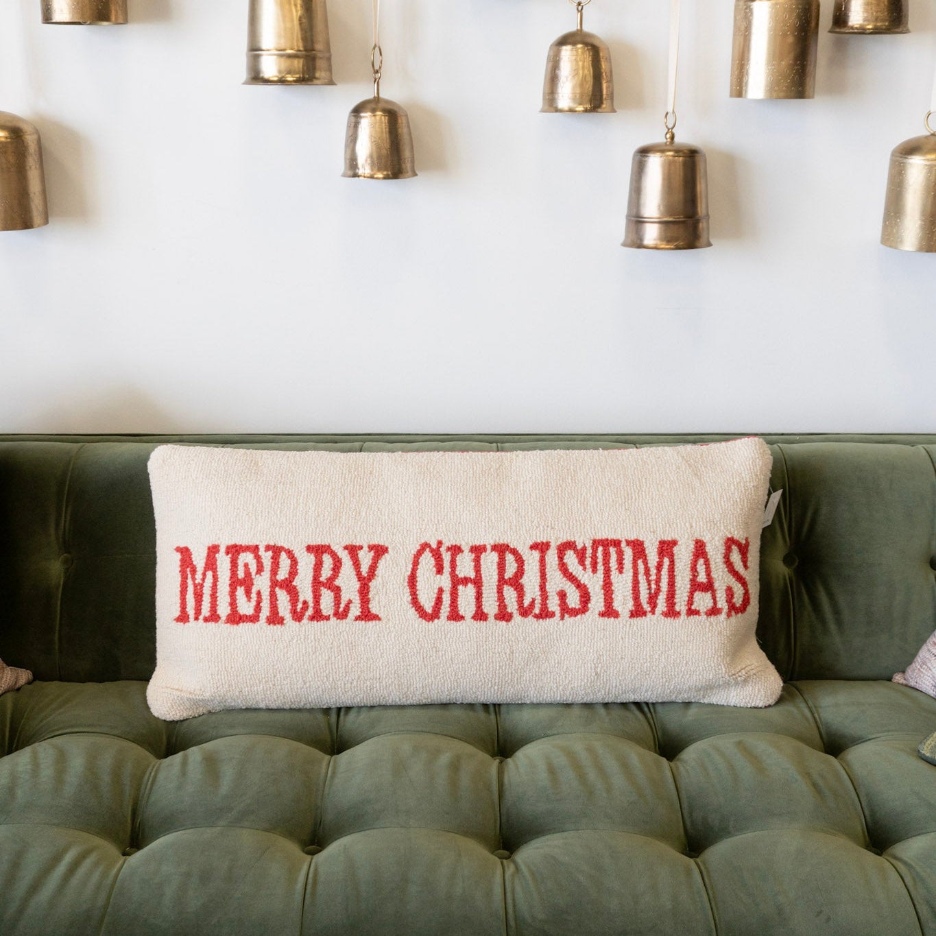 Merry Christmas Hand Hooked Pillow