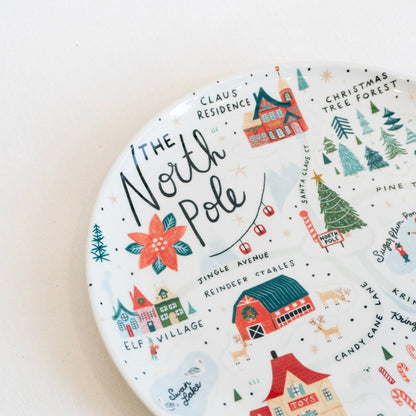 Stoneware Plate w/ North Pole Scene