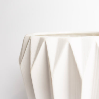 White Fluted Flower Pot