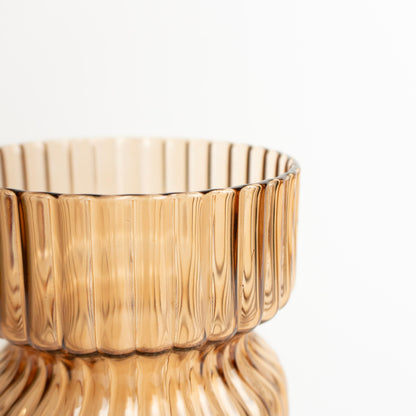 Amber Ribbed Vase