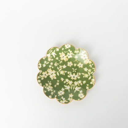 Green Floral Round Tray