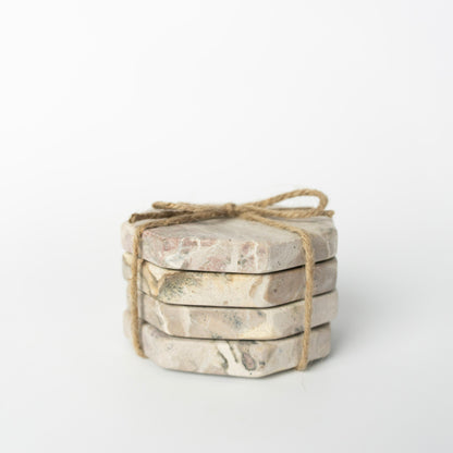 Beige Marble Octagon Coasters