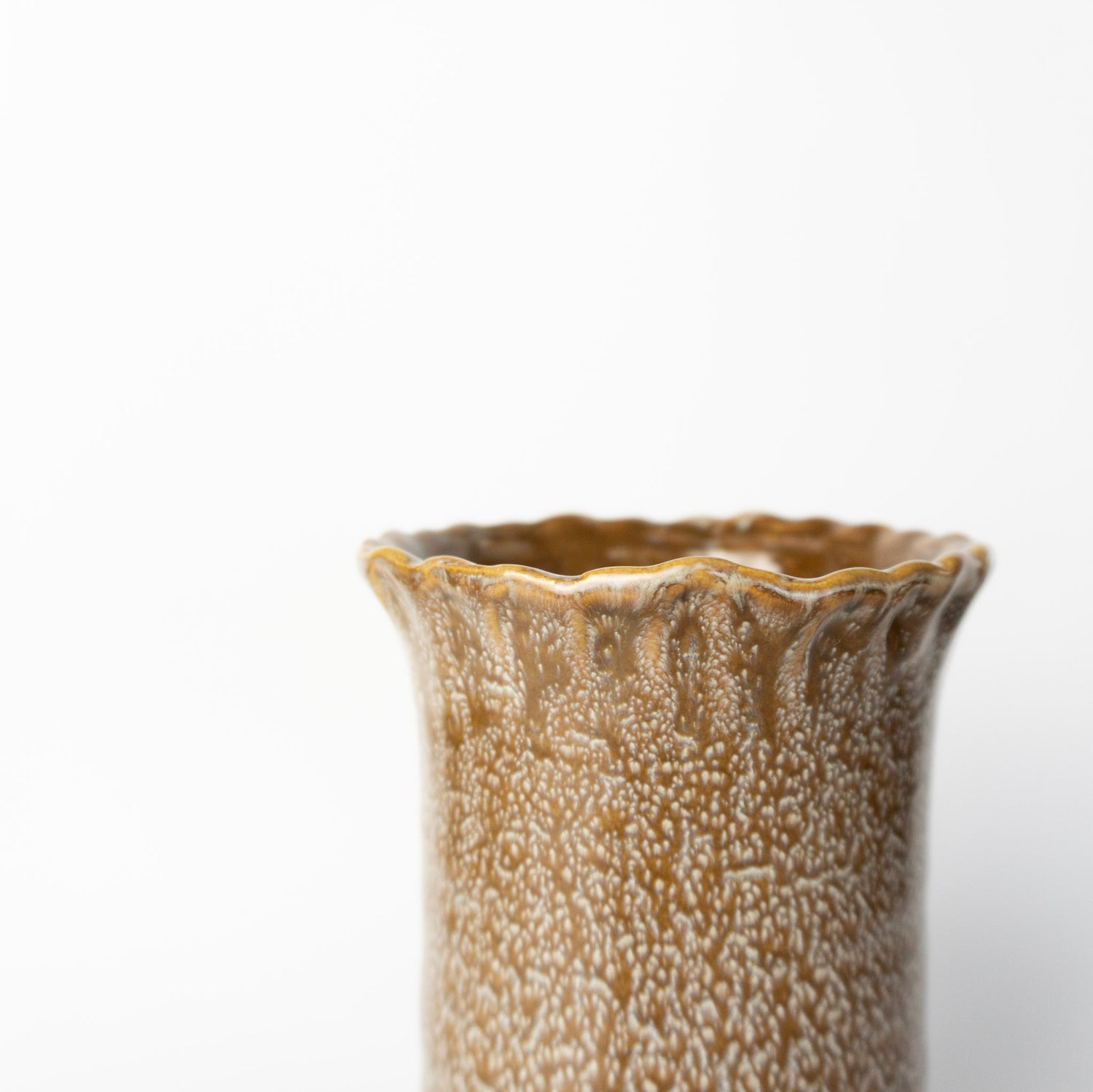 9.75" Brown Speck Ruffle Top Vase