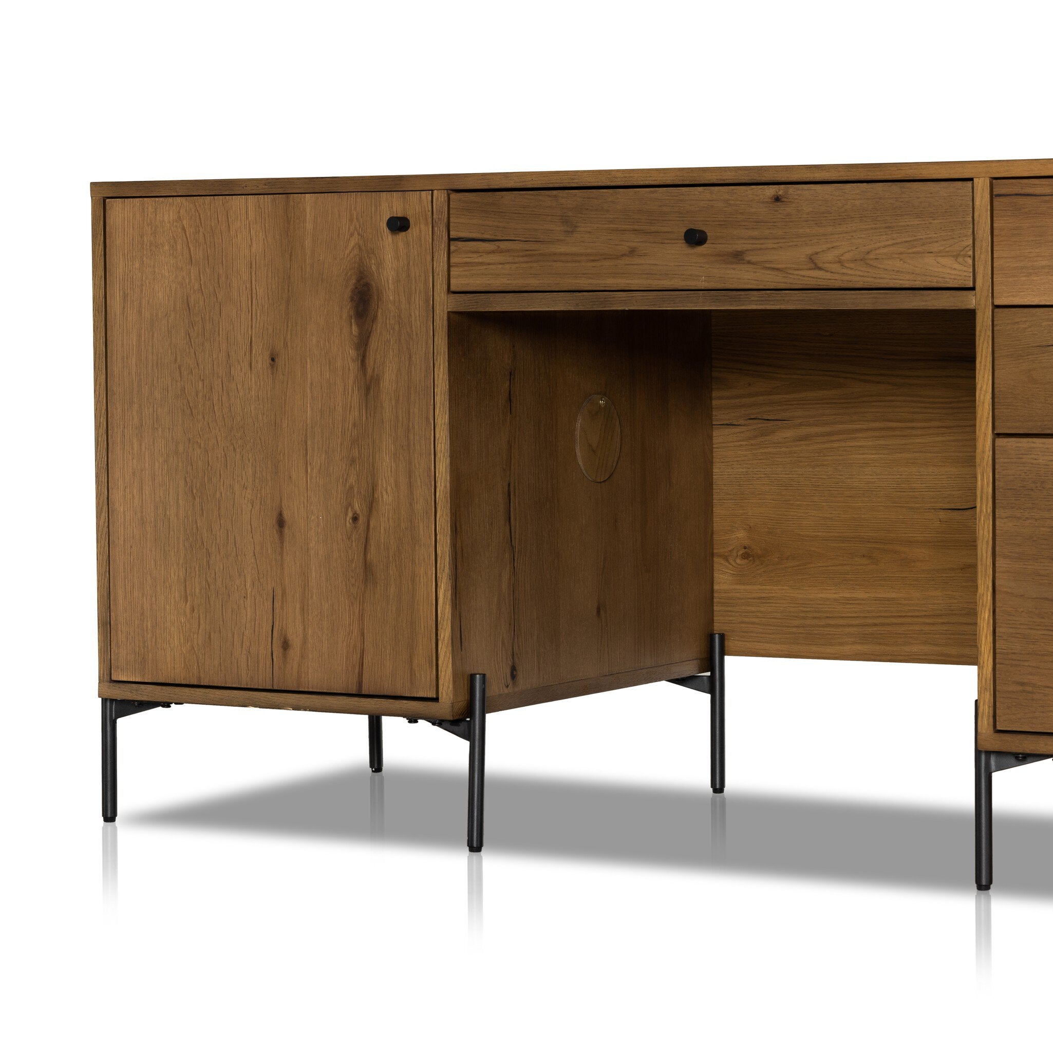 Eaton Executive Desk - Amber Oak Resin