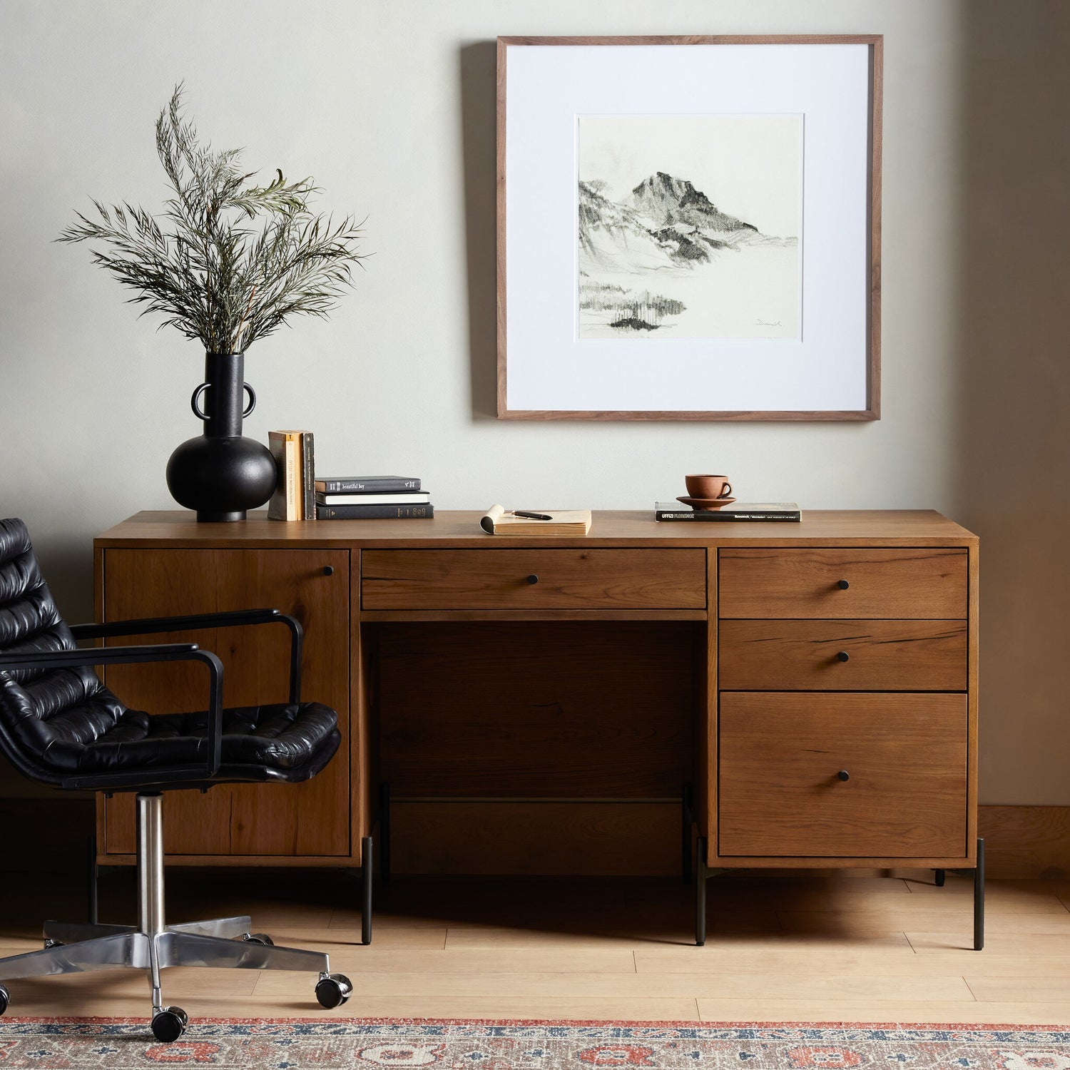 Eaton Executive Desk - Amber Oak Resin