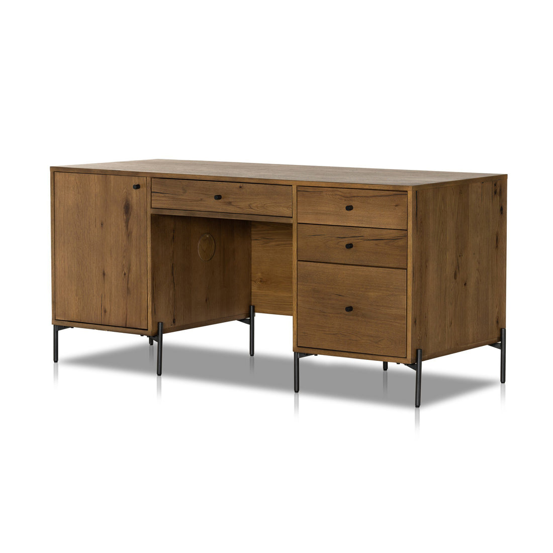 Eaton Executive Desk - Amber Oak Resin