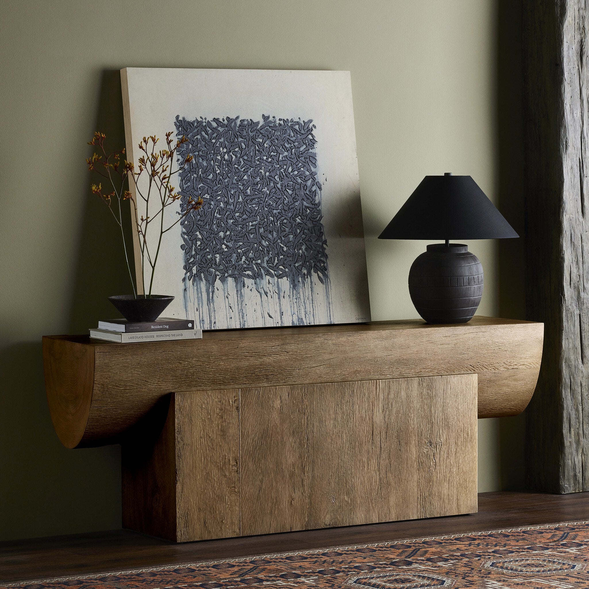 Elbert Console Table - Rustic Oak Veneer