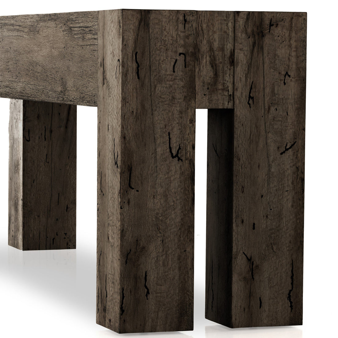 Abaso Console Table - Ebony Rustic Wormwood Oak