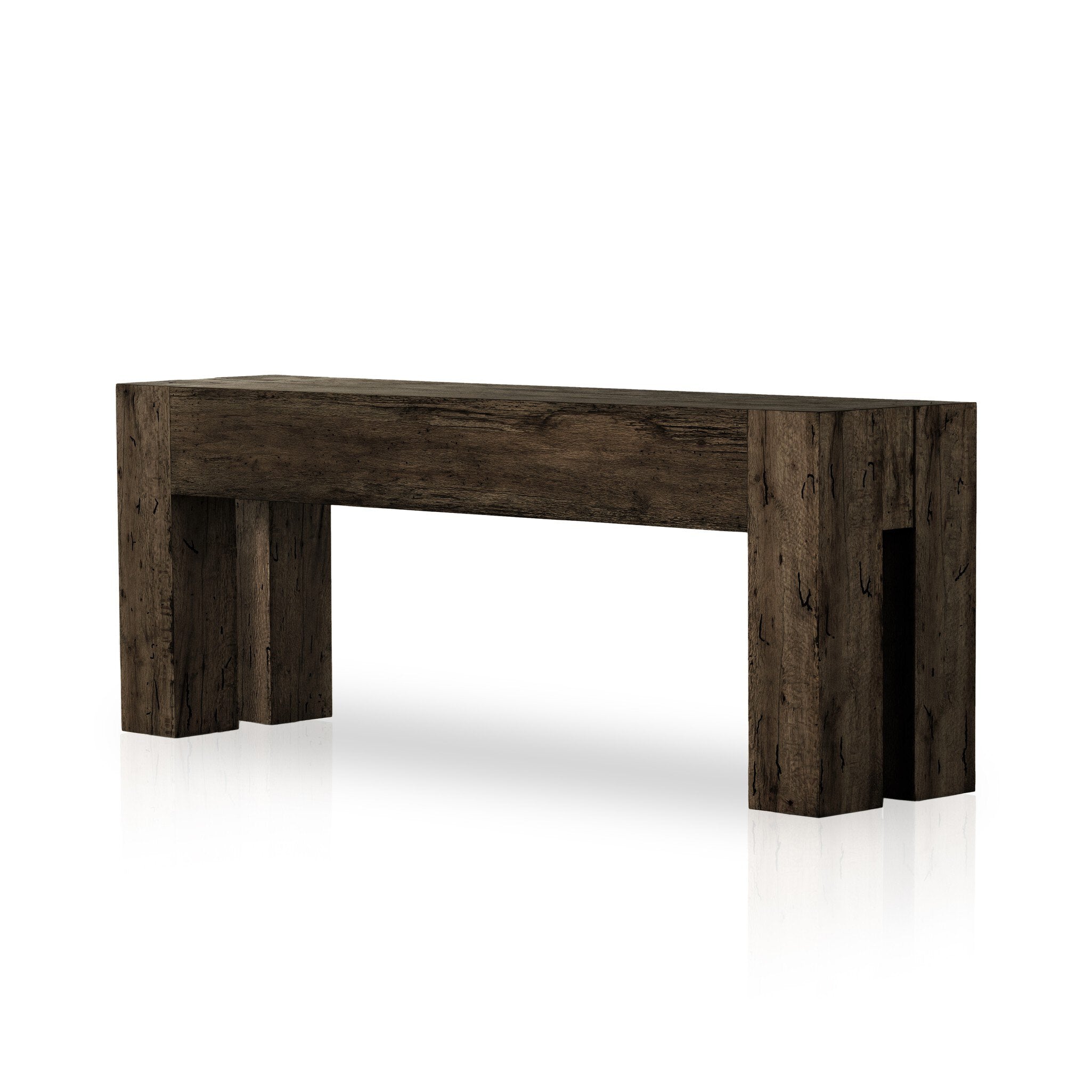 Abaso Console Table - Ebony Rustic Wormwood Oak