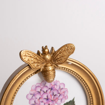 3.5" Round Antique Gold Bee Photo Frame