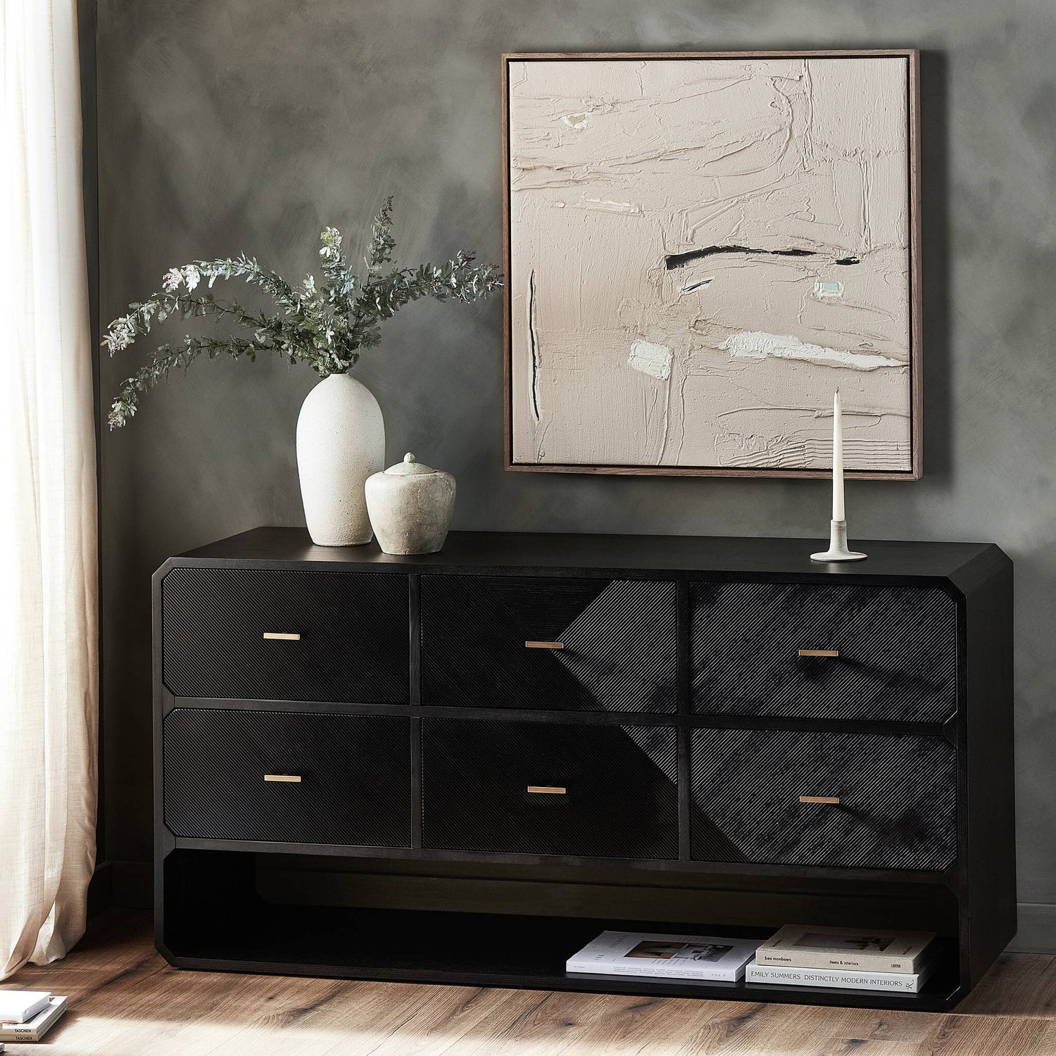 Caspian 6 Drawer Dresser - Black Ash Veneer