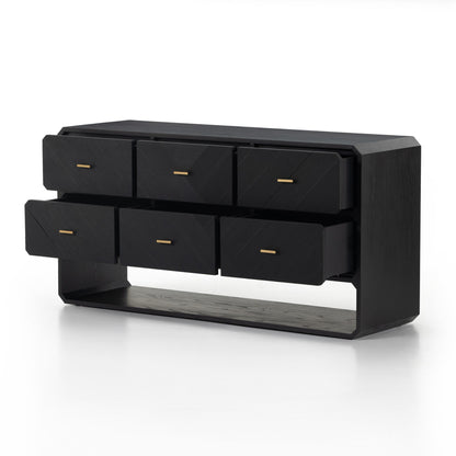 Caspian 6 Drawer Dresser - Black Ash Veneer