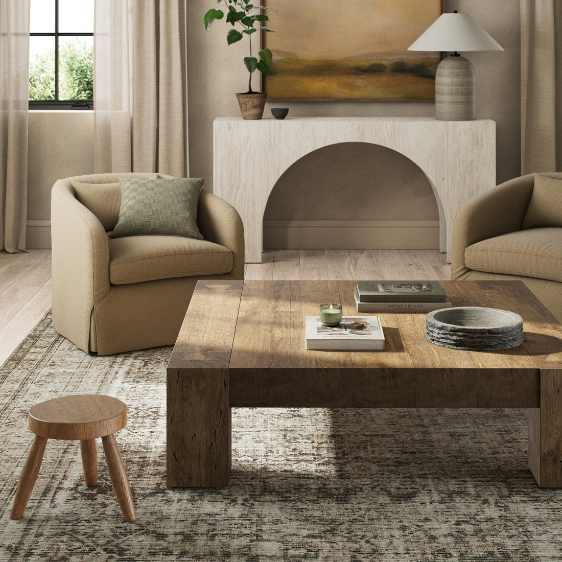 Abaso Coffee Table - Rustic Wormwood Oak