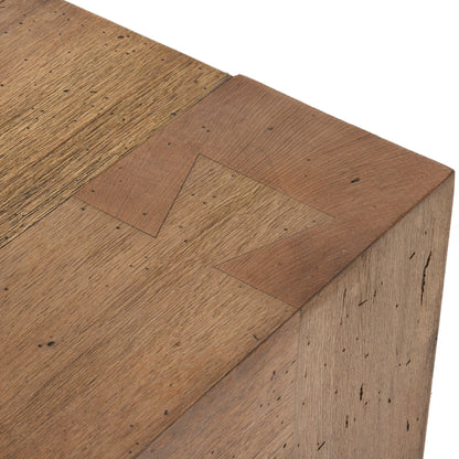 Abaso Small Square Coffee Table - Rustic Wormwood Oak