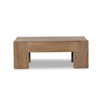 Abaso Small Square Coffee Table - Rustic Wormwood Oak