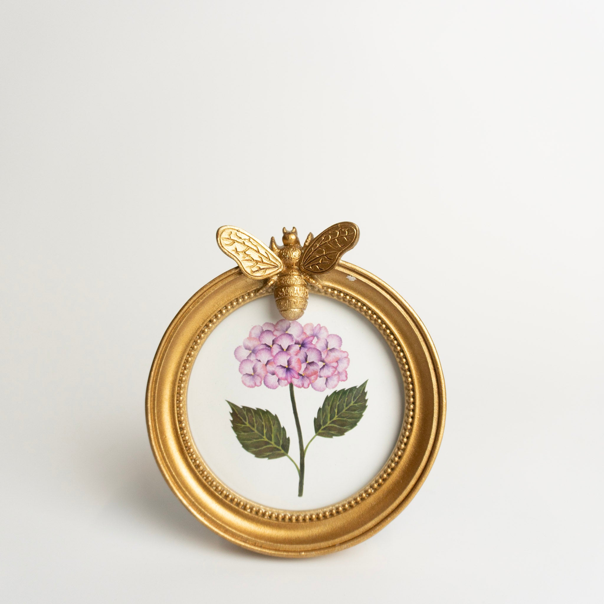 3.5" Round Antique Gold Bee Photo Frame